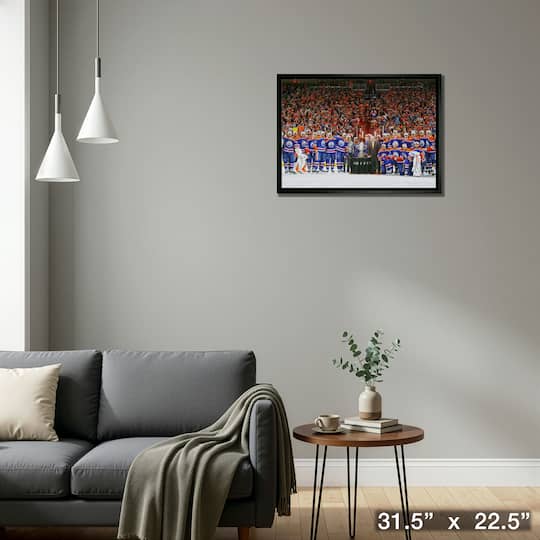 Edmonton Oilers 20" x 29" Framed Canvas Conference Final Trophy 31.5" x 22.5"
